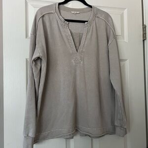 Easel raw hem long sleeve top